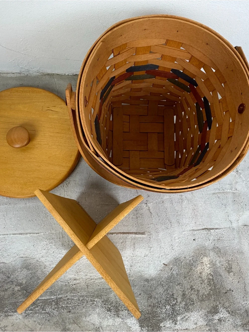 Vintage 1994 Longaberger Basket Wood Lid Divided Insert Handwoven Ohio USA